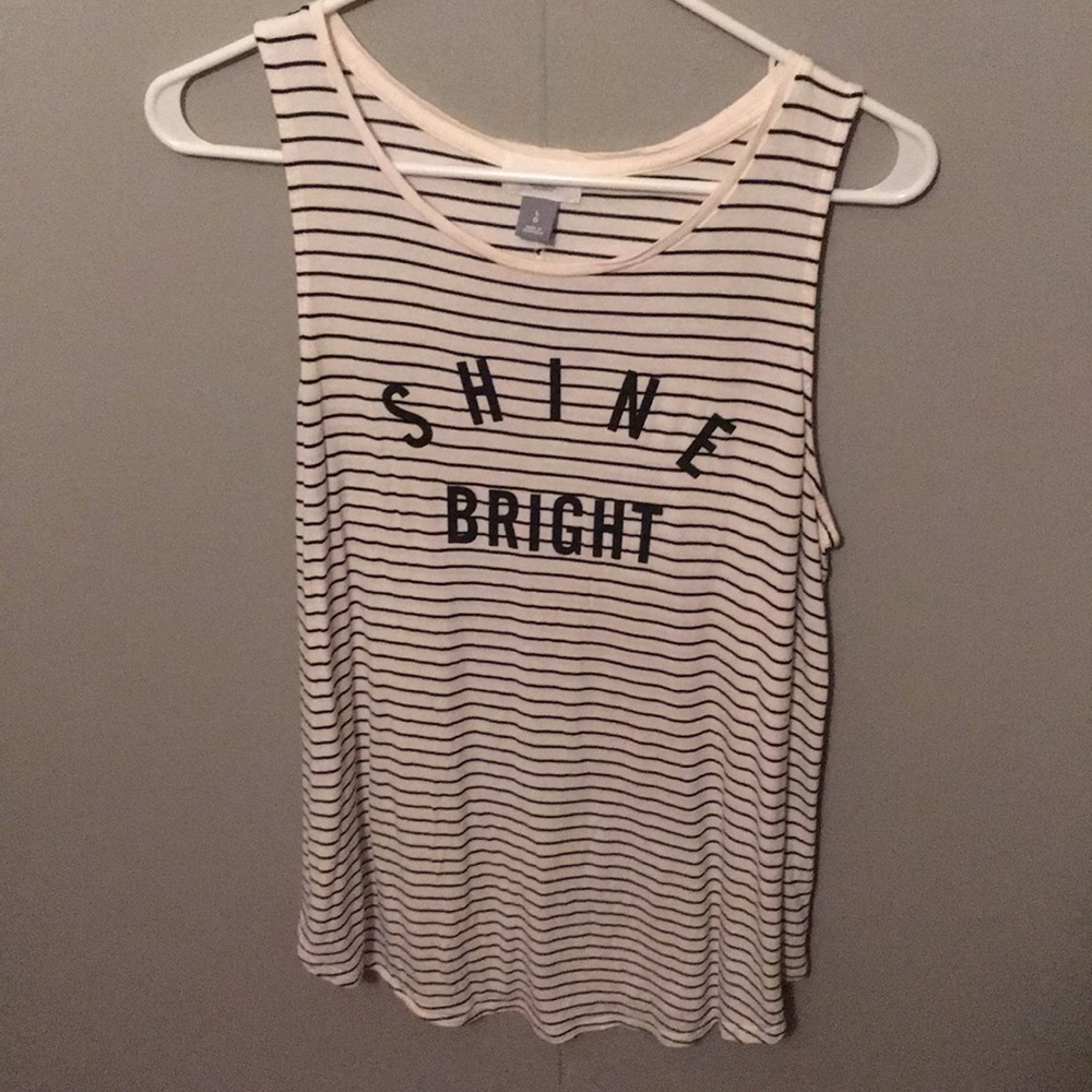 Large White and black striped old navy tank top